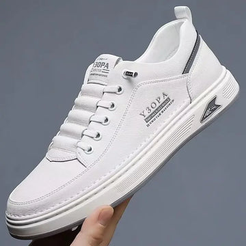 Xajzpa Leather Casual Shoes for Men Breathable White Sneakers Fashion Driving Walking Tennis Shoes for Male Italian Office Flats Shoes